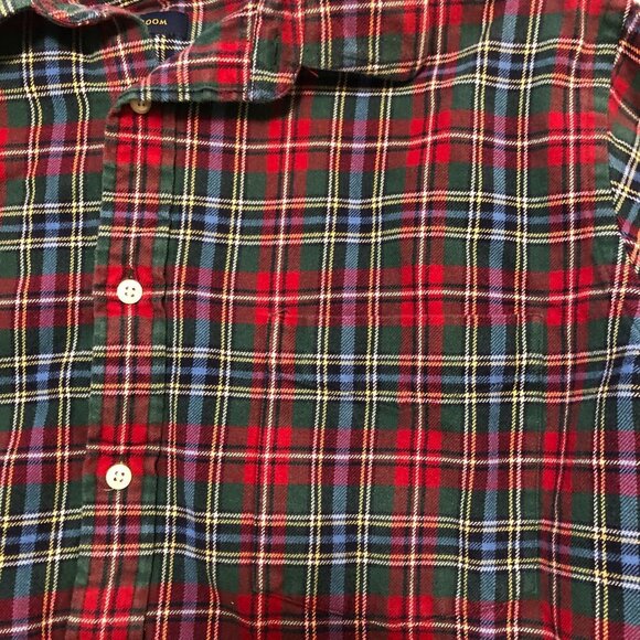 Club Room 100% Cotton Checkered Flannel Size XL Red Green Blue Long Sleeve - Picture 11 of 15